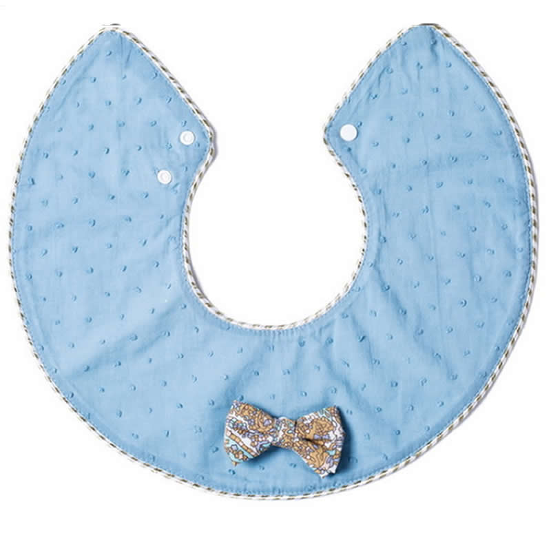 Baby Slabbetjes Speeksel Handdoek Rijst 360 Circulaire Bib Katoen Pocket Moeder Baby Benodigdheden Slabbers Katoen Kant Kwastje Boog Burp doeken: blue bow