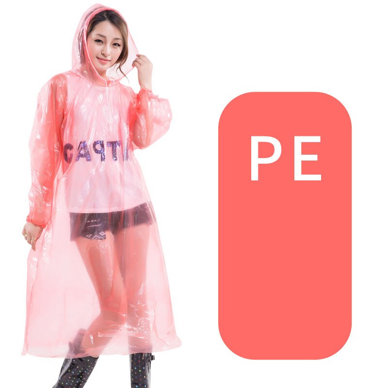 PE Adult Transparent Raincoat Hiking Travel Waterproof Hooded Rain Coat Poncho Clear Rainwear RC200004