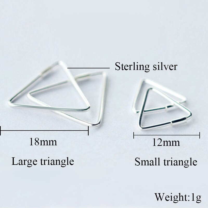 Trendy geometriske trekant runde firkantede øreringe til kvinder 925 øreringe i sterlingsølv enkle smykker: Stor trekant