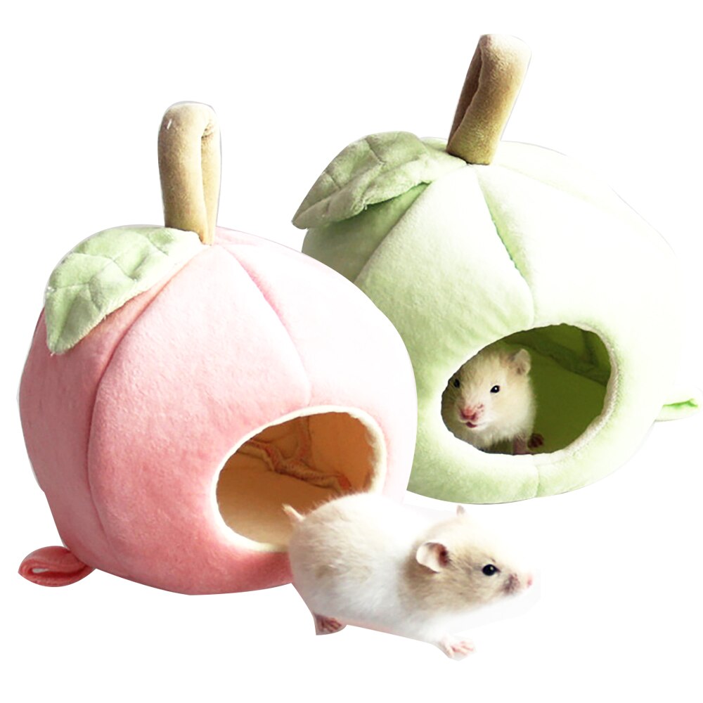 Casa de fruta para hámster, casa de cueva para ratones, mascotas, Durazno, con cama, alfombrilla para ratón, tienda de refugio