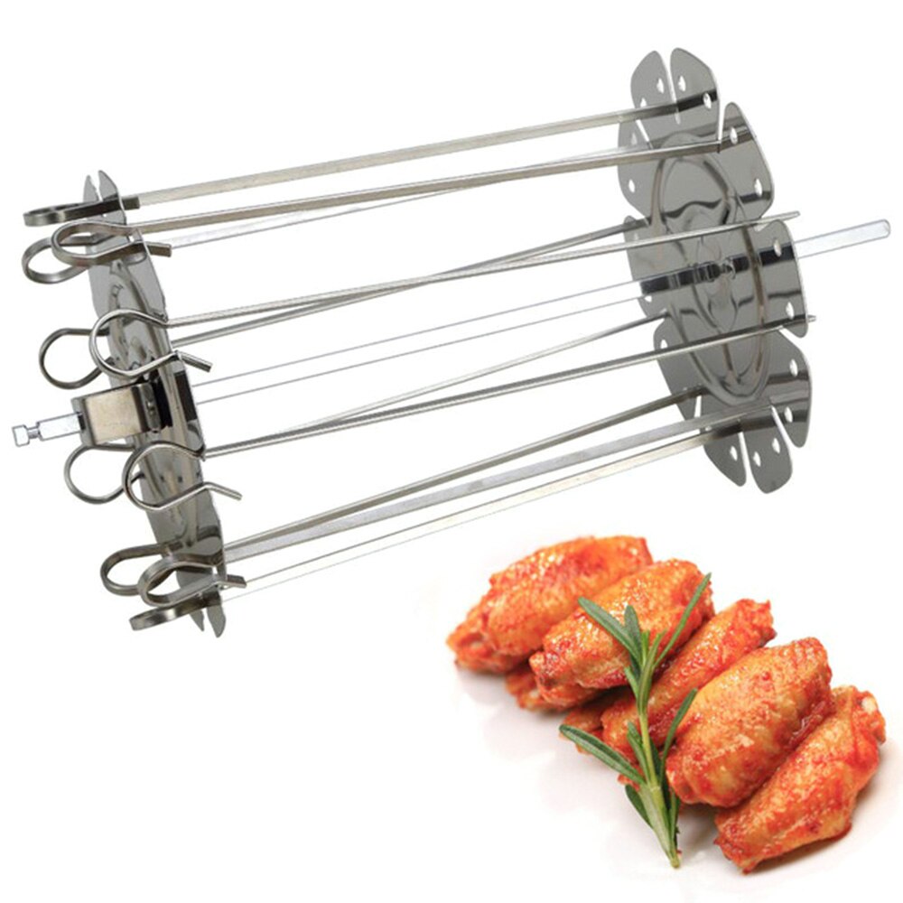Outdoor Picnic Stainless Steel BBQ Iron-Plated Chrome Forks Charcoal Chicken Grill Rotisserie Spit Barbecue Tools: 1