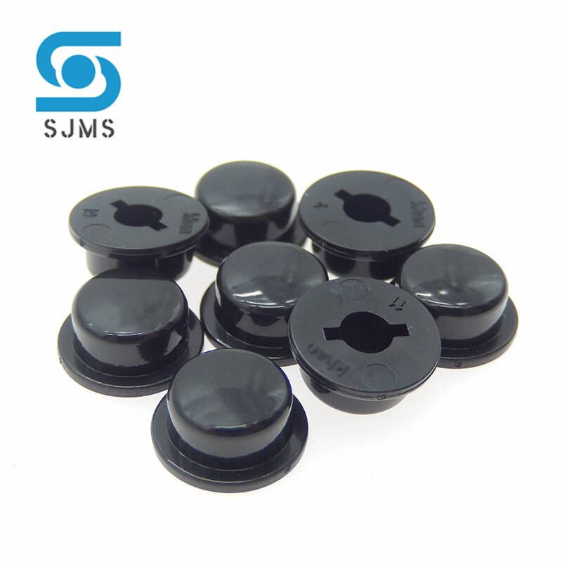 20 Stuks Silver Plating Tactile Drukknop Cap GJW102 Switch Knop Hoed 9.7*4.5Mm Binnenste Gat 3.4Mm voor 6*6 Mm Tact Micro Switch: Black
