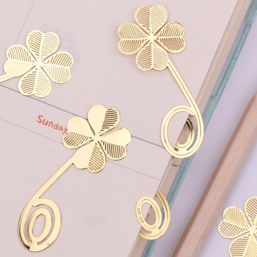 1Pc Metal Hollow Klavertje Vier Bookmark Reading Mark Notes Leren Briefpapier
