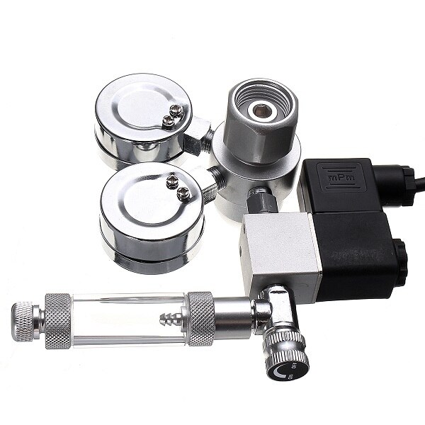 220v co2 regulator magnetisk magnetventil dobbelt gauge bobletæller akvariesystem bobletæller  co2 kontrol eu stik