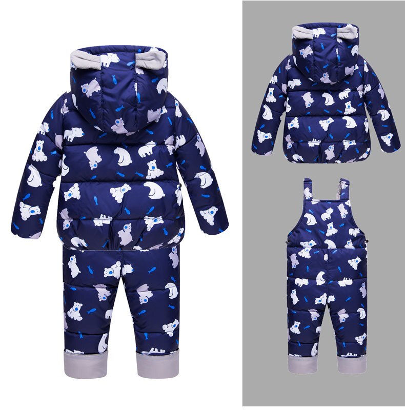 Jongen Meisje Winter Set Kids Ganzendons 95% + Peuter Hooded Jas Baby Warm Animal patroon Vier Kleur Optionele Baby skipak