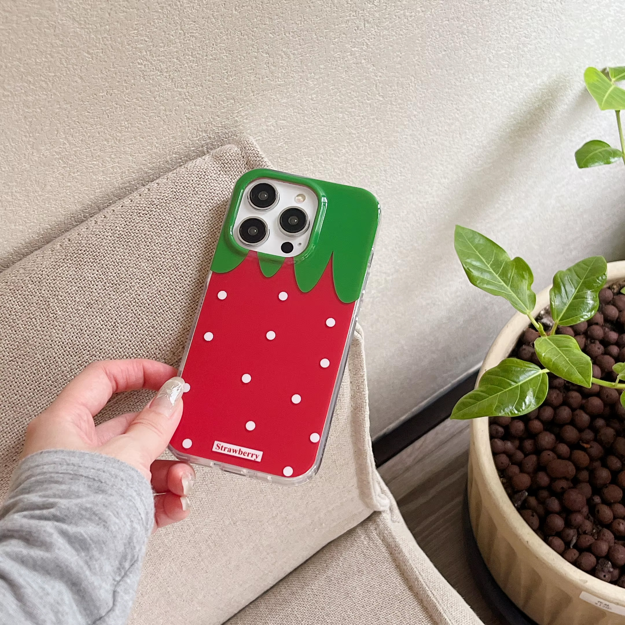 Funda de teléfono con de fresa roja y lunares blancos para iPhone 16 15 14 13 12 11 Pro XS Max 7 8 Plus MINI Y2K