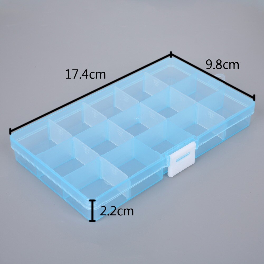 10/15/24 Slots Adjustable Plastic Storage Box Transparent Rectangle Case Organizer Boxes For Small Handmade Packing Jewelry