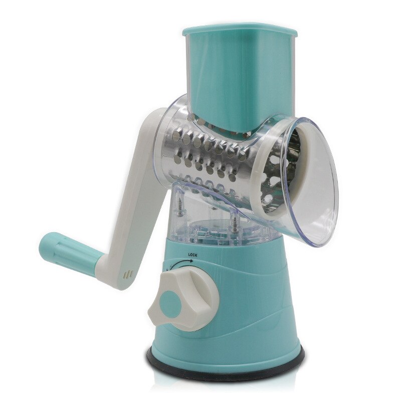 Handheld Plantaardige Spiral Slicer Rotary Kaas Mandoline Slicer 3 Rvs Ronde Grinder Spiral Slicer Bpa Gratis: Blauw