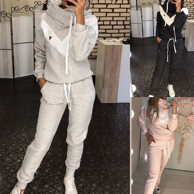 Tuta da donna Set da 2 pezzi Pullover felpa con cappuccio + pantaloni tuta sportiva donna autunno inverno felpa Set abiti sportivi per donna