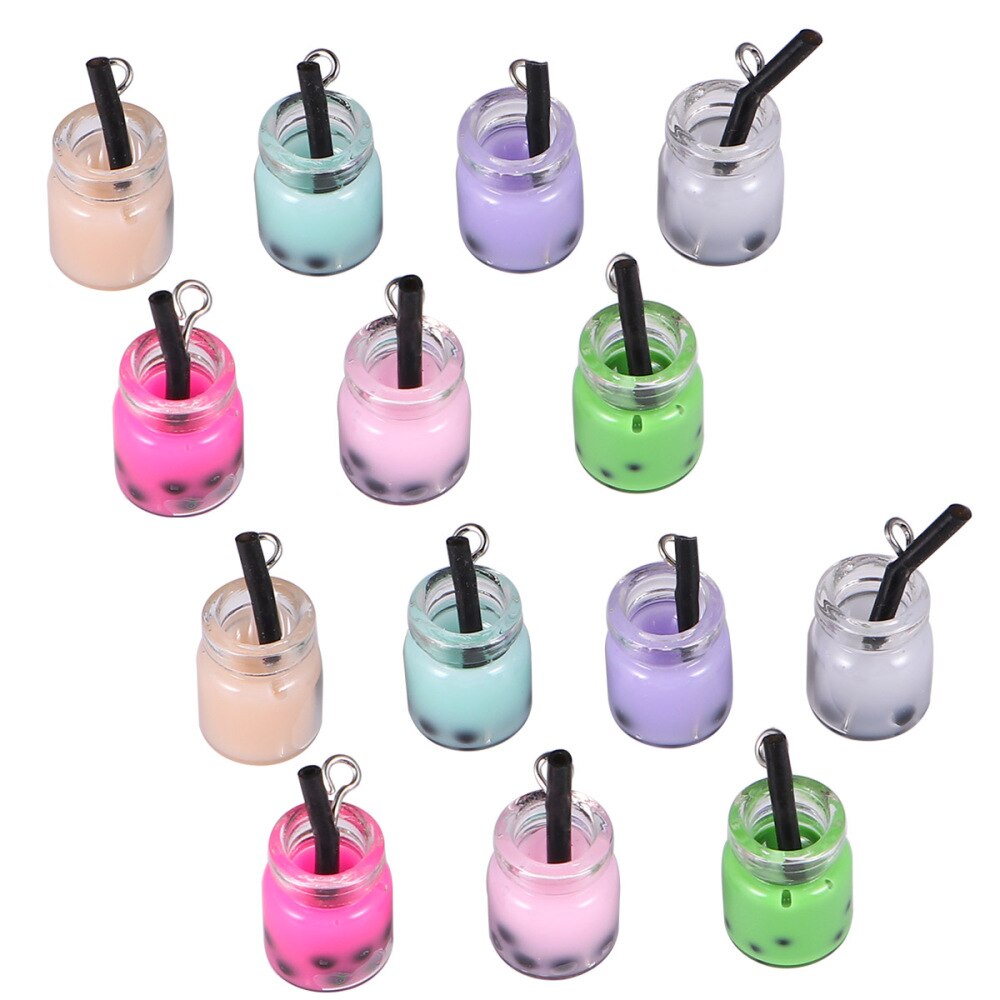 20pz Dei Monili Accessori Colorati Falso Bolla Tè Ornamenti Decorativi FAI DA TE Divertente Orecchini di Pendente di Accessori Della Catena Chiave (Misto