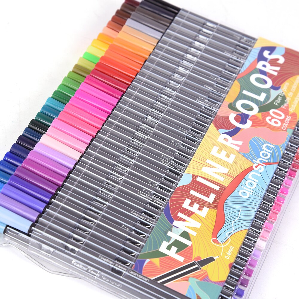 60 fineliner farve penne sæt  - 0.4mm fine point markører fin spids tegnepenne perfekt til bullet journal voksne malebog