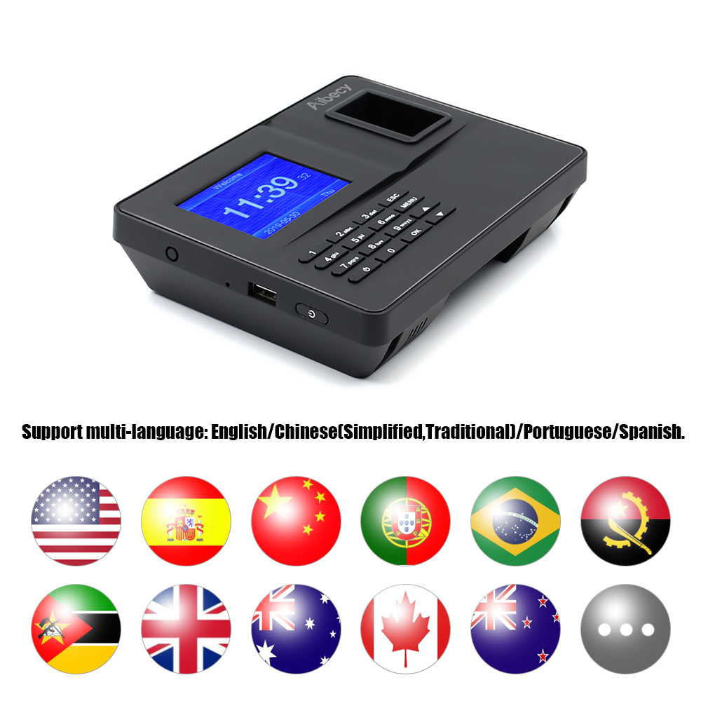 Biometric Fingerprint Password Attendance Machine Multi-language with 2.8 inch TFT Screen Employee Management Time Clock
