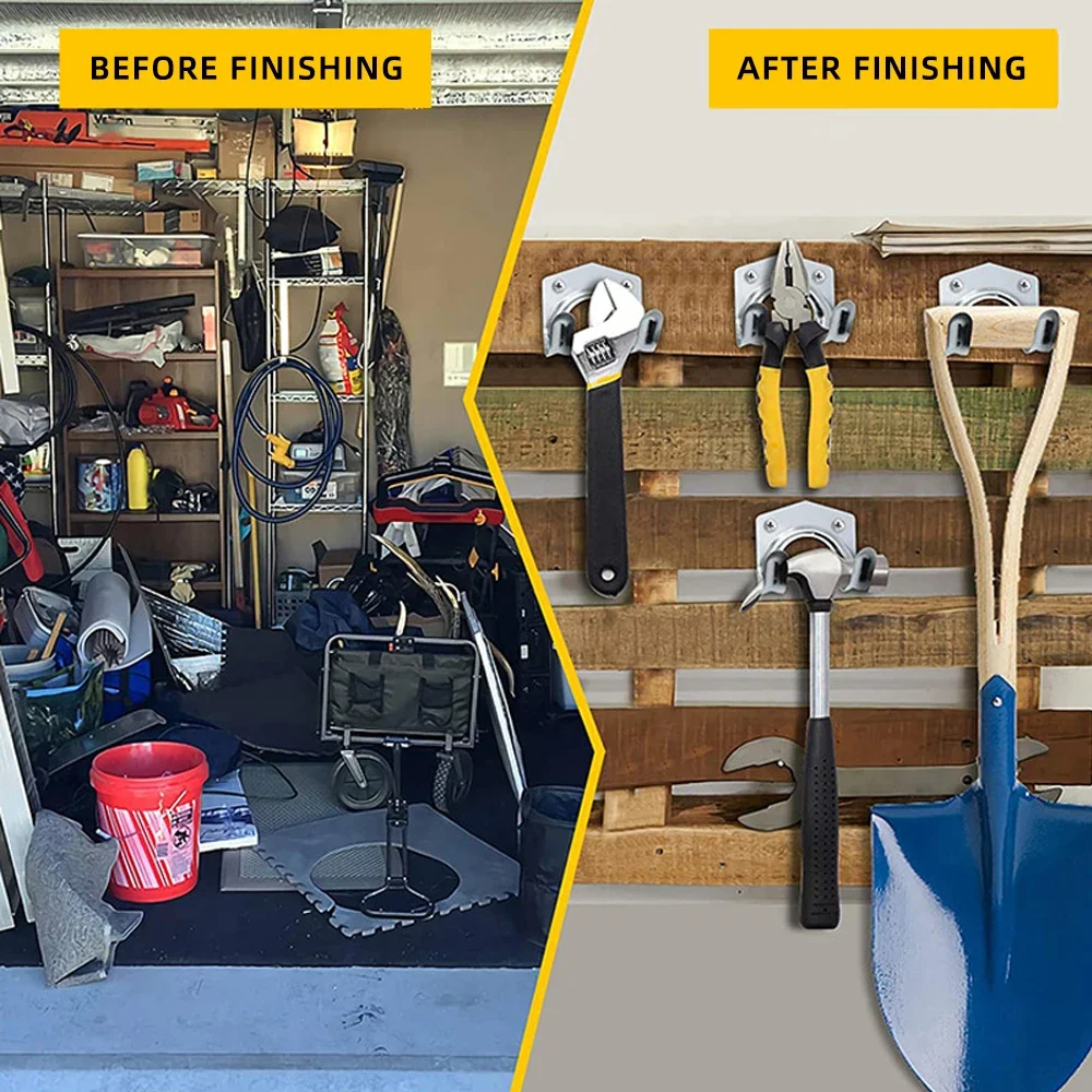 5/10 stks Hanger Sets Gereedschap Opslag Haken Muurbevestiging Metalen Dubbele Haken Garage Schuur Opknoping Organisator Tuinbeugel