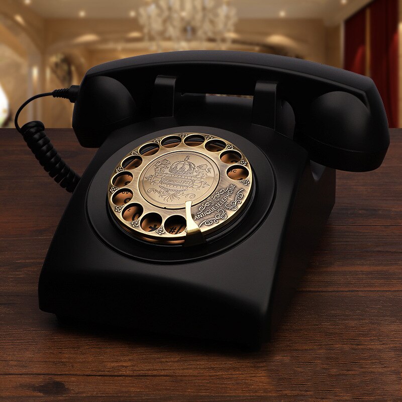 Classic Rotary Dial Telephone Retro Landline Home Phones Blue Antique Telephone for Home Office Hotel Decor Novetly Electronics