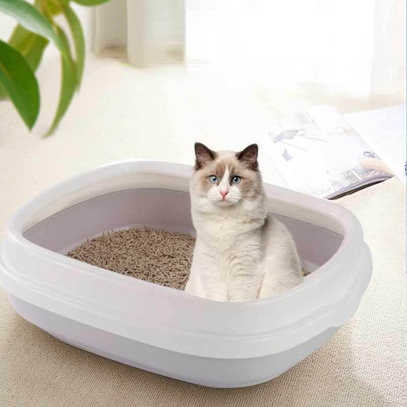 Anti Splash Cats Litter Box Pet Toilet Bedpans with Scoop Cat Dog Tray Sand Box Toilet for Training Tray Home Garden Cleaning