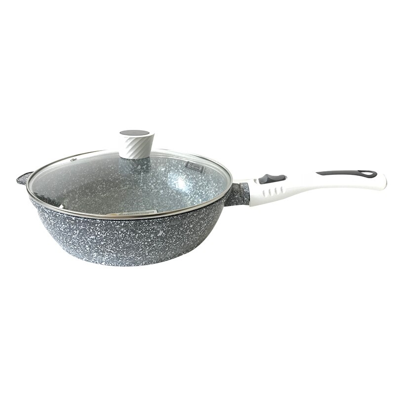 Baizheng ceramic coating No-smoke non stick pot frying pan homeBurger Eggs Ham Pan Cake Maker Frying Pan use cookware Breakfast: 26cm / light gray