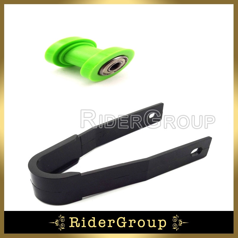 Chain Slider Rear Swingarm Guard Guide Green 8mm Chain Roller Pulley Tensioner Pit Dirt Motor Trail Bike Motocross Motorcycle