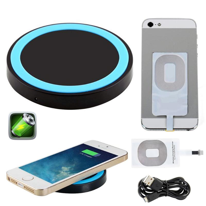 Ultra Dünne Qi Drahtlose Schnelle Ladegerät Pad Lade Dock Ladestation Mit Empfänger Karte Kit Für iPhone 6 6 plus 5 5S Android