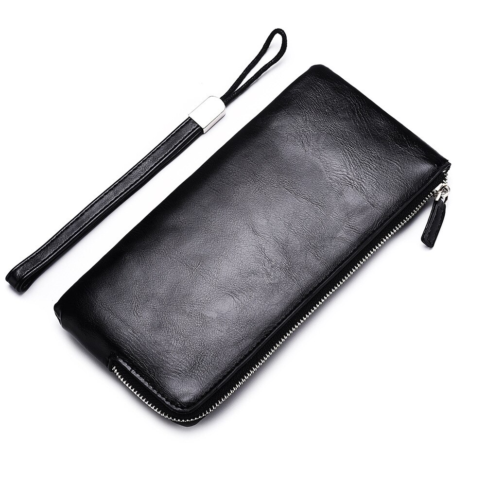 Luxury Phone Wallet for Men and Women with Coin Purse Long Leather Zipper Clutch Wristlet Purse Wallet with Wrist Strap