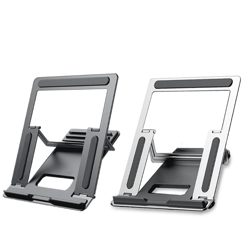 1Pc Laptop Stand Portable Folding 4-Speed Adjustable Ultra-Thin One-Piece Stand (Silver/White) Computer Stand Riser Adjustable