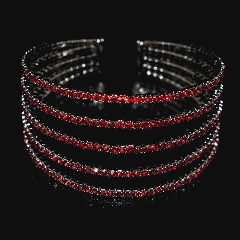 Bracciale elegante classico braccialetti aperti bracciale da donna con strass bracciale in cristallo rosso oro bracciale da sposa gioielli da sposa