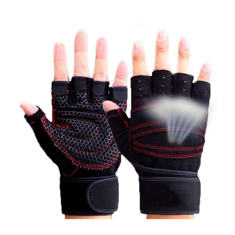 Handsker til Fitness - Halvfinger, Vægtløftning, Kropstræning, Sport, Fitness - Størrelse M, L, XL