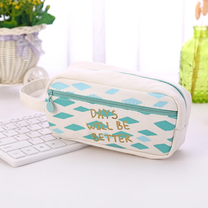 Pink canvas pencil case large capacity Kawaii pen case for girls school Pencil cases student stationery box cute Storage bag: C4