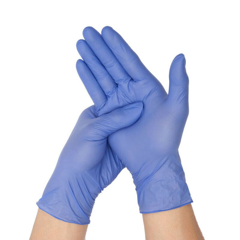 2020 nuovo Solido 100pz Blu Guanto di Nitrile Usa E Getta Polvere reticolo libero S M L