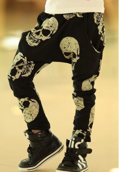 Autumn Boys girls Casual Long Pants Children Skull Printed Pants Harem Pants Children's casual pants