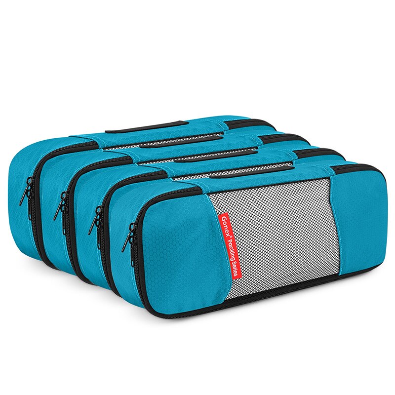 Gonex 4 pièces sacs de rangement de voyage vêtements emballage pochette organisateur de bagages: TYPE 2 Blue