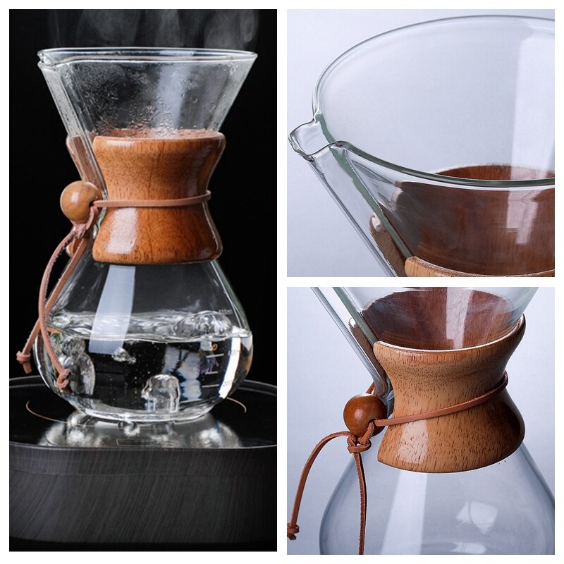Glass Cup Coffee Maker Sharing Pot Filter Stainless Steel 400mL