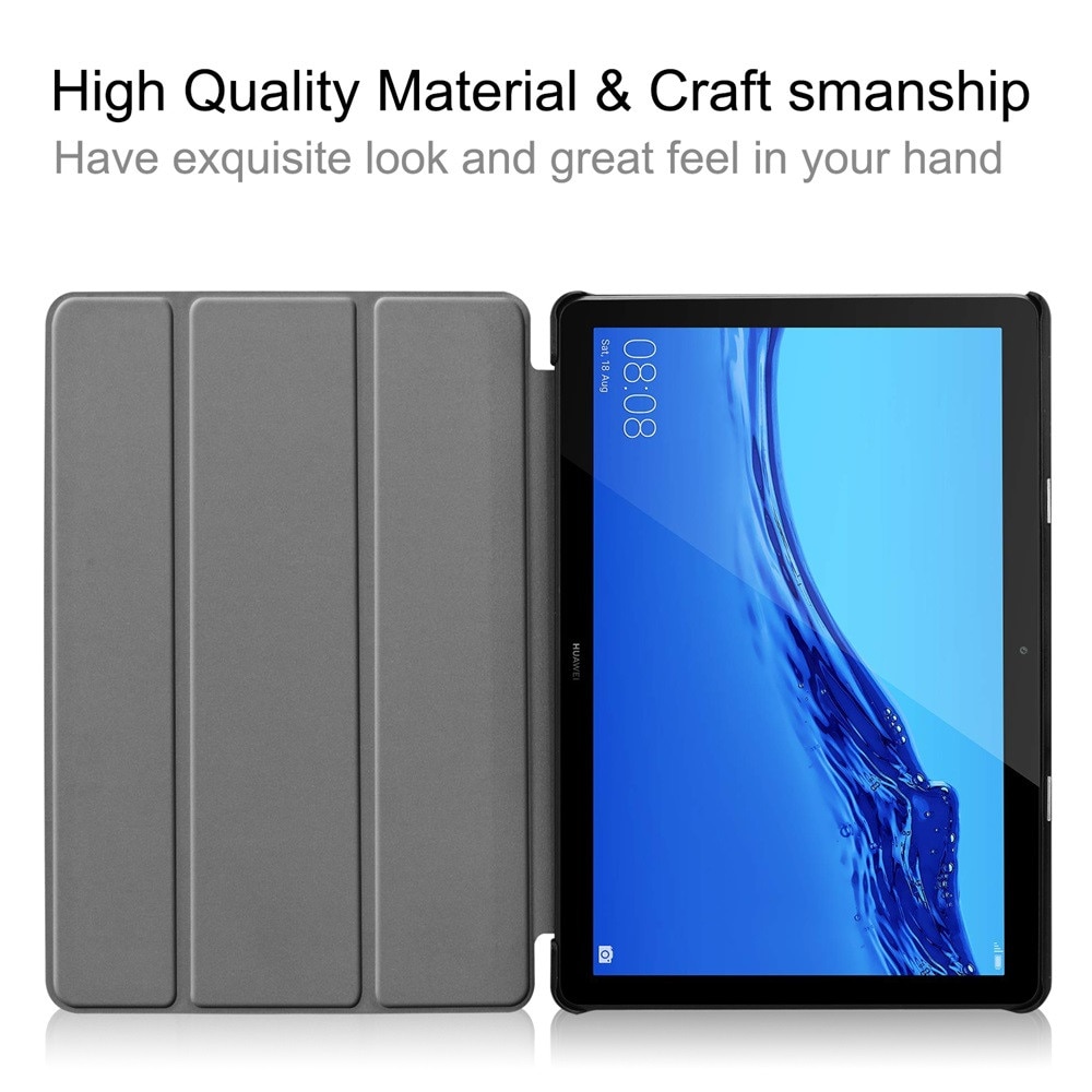 Leather Flip Case for Huawei MediaPad T5 10" - Trifold Stand Cover - Ultra Slim, Waterproof, Shockproof