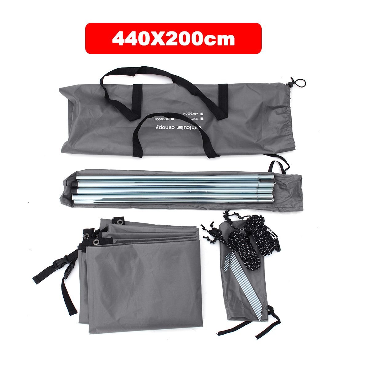 Portable Automobile Rooftop Rain Canopy camper trailer Shelter Shade Camping Side Car Roof Top Tent Awning Waterproof UV: Dark gray 440x200cm