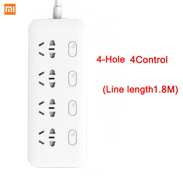 Xiaomi-regleta Mijia de carga rápida, 2500W, 10A, 5 enchufes estándar/4 enchufes de control estándar con Cable de 1,8 M de potencia de carga