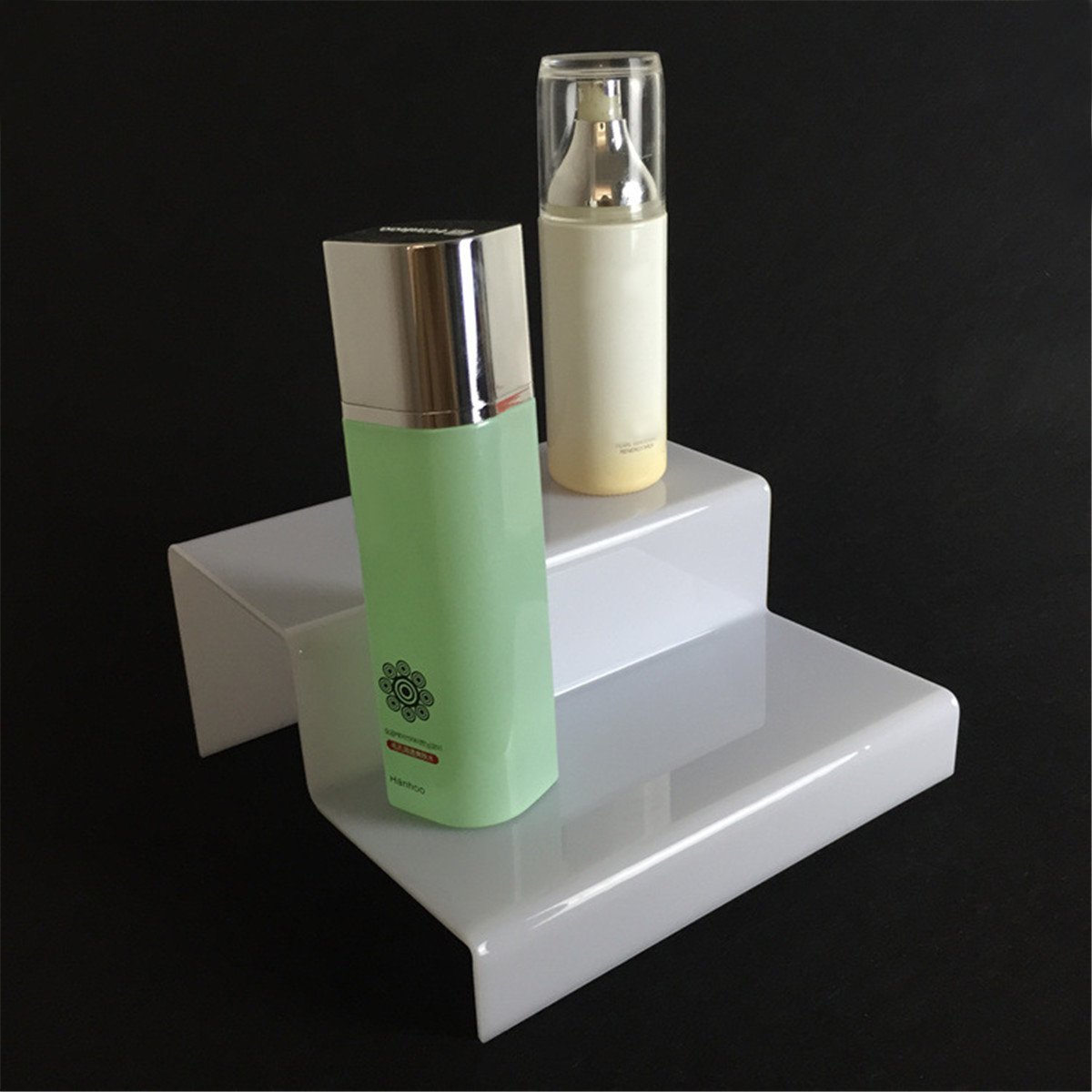 2 Step Tier Acrylic Retail Riser Counter Shoes Jewellery Display Stands Decor Jewelry Ladder Shelf Double Rack Organizers