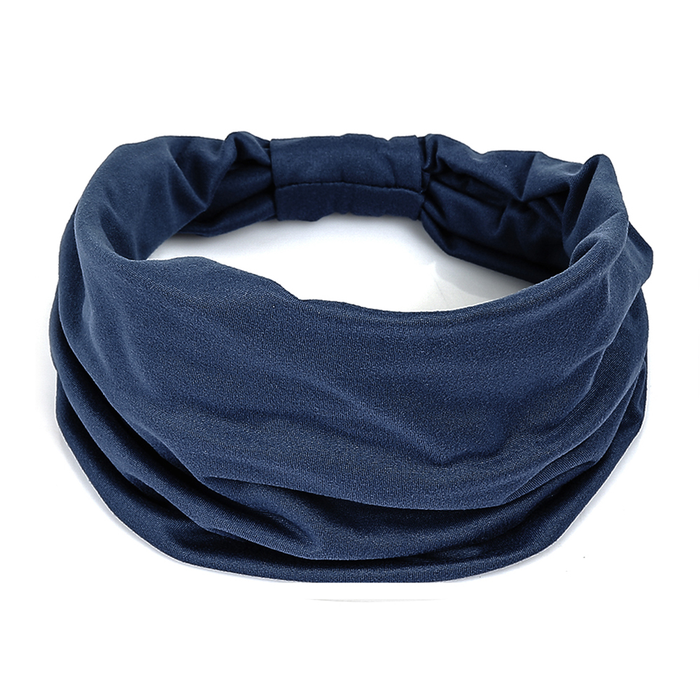 Diademas anchas para mujer, bandas elásticas suaves antideslizantes para el cabello, envolturas para la cabeza para Yoga y gimnasio, pañuelo de turbantes africanos de tela de algodón anudado: Azul marino