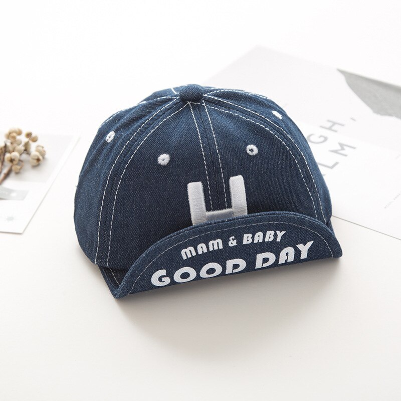 Leuke Brief Baby Hoed Cap Gestreepte Denim Baseball Caps Zomer Baby Jongen Meisje Hoed Kinderen Kids Peuter Zonnehoed Caps snapback