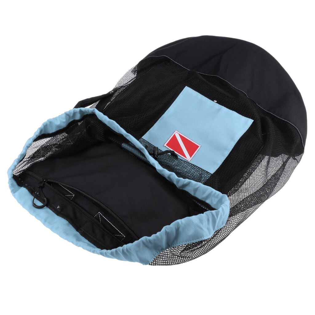 Mesh 400D Oxford Fabric Scuba Diving Snorkeling Mesh Backpack Dive Gear Dry Bag Sack Pack Scuba Diving Mesh Backpack: Light Blue