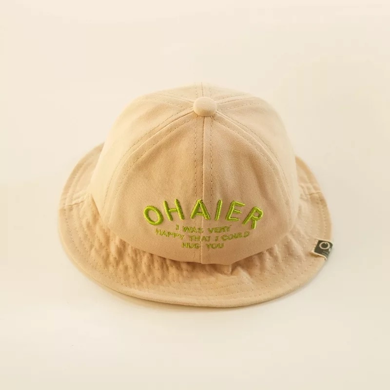 Baby hatte alfabet broderi mønster børn drenge piger hat forår sommer udendørs solhat børn strand kasketter: Beige