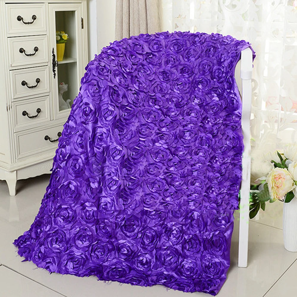 Hochzeit Dekoration 3D Satin- Rose Spitze Teppich Bestickte Festival Feier Blume Teppich Braut Hochzeit Teppich Vorhang Dekor: Pflaume
