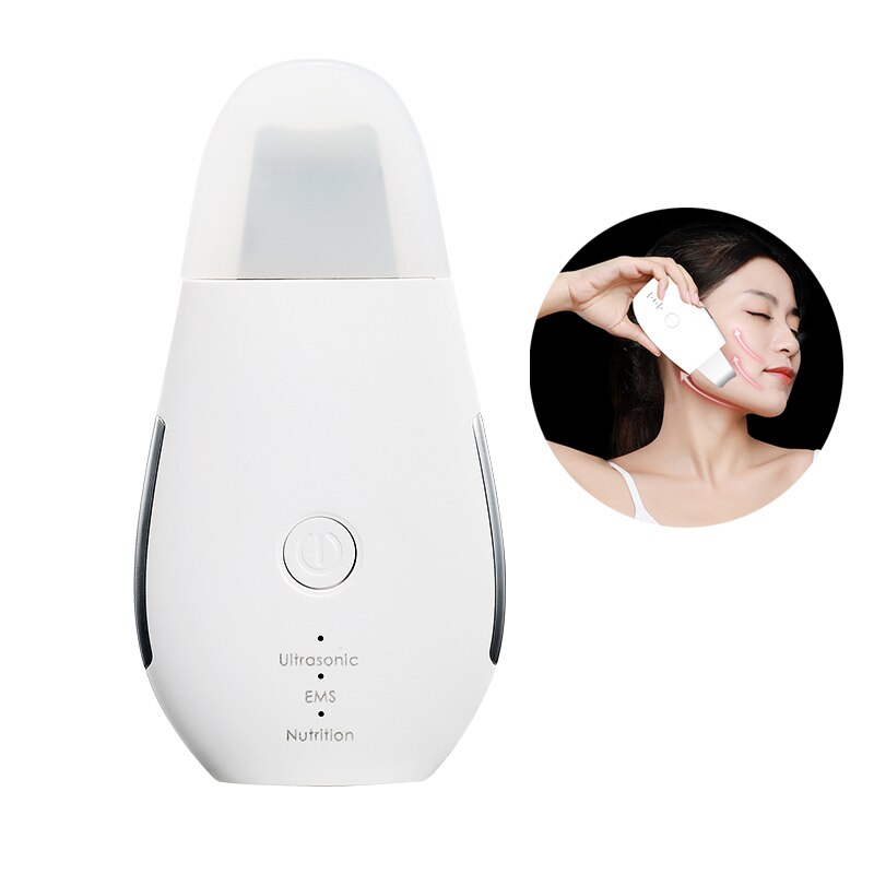 Ultrasonic Ion Facial Cleaner Cleansing Spatula Peeling Vibration Blackhead Removal Exfoliating Face Skin Scrubber Rechargeable