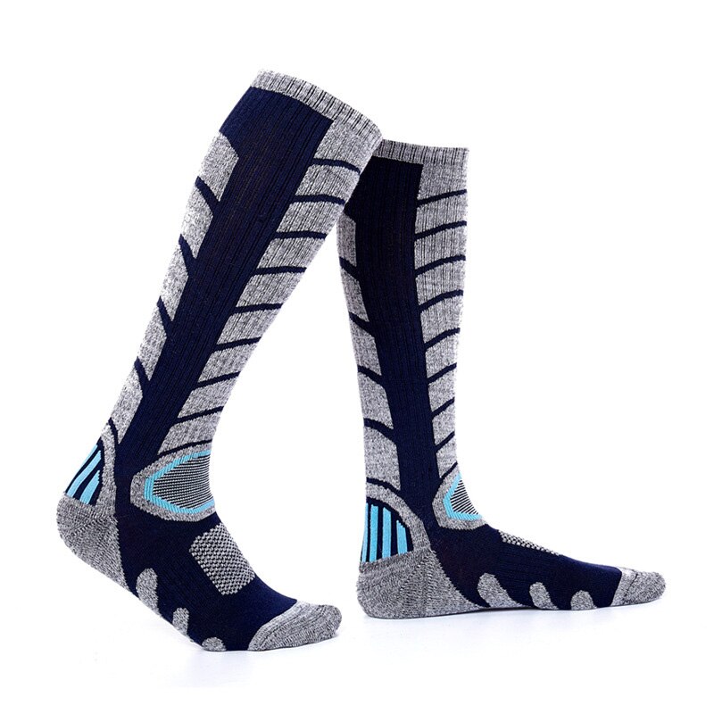 1 paire chaussettes de Ski à longues barreled hommes femmes Terry Ventilation thermique bas activités de plein air Ski randonnée escalade hiver: BLUE 39-44