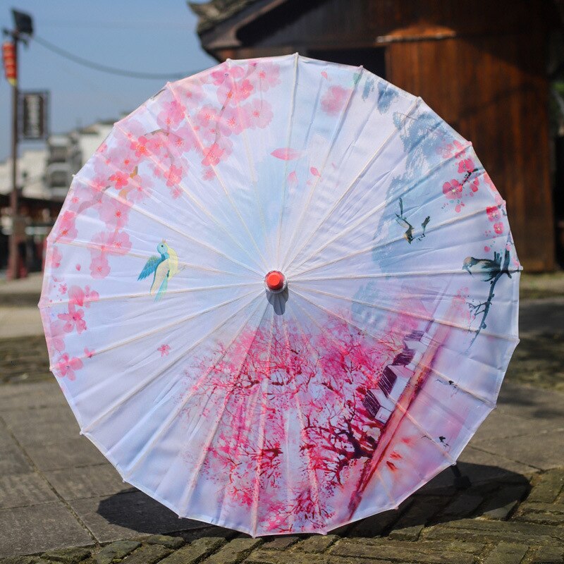 Paraply regn kvinder nedhængt loft dekoration paraply cheongsam antik olieret papir paraply fotografi fotografi parasol: Trykflade