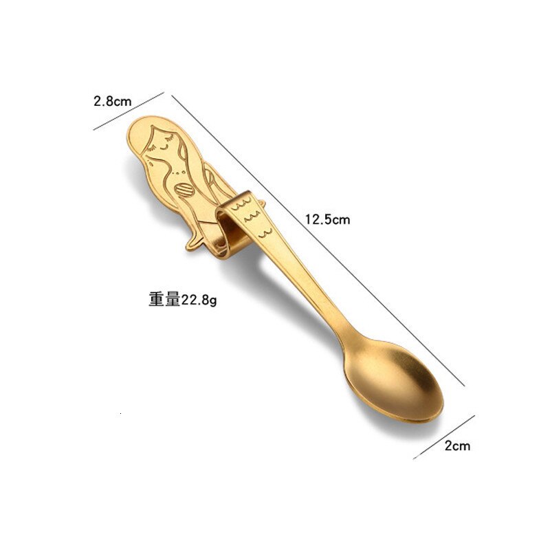 Sjöjungfru sked minihandtag kaffeskedar bestick rostfritt stål dricksverktyg kopp tillbehör skopor köksgrej