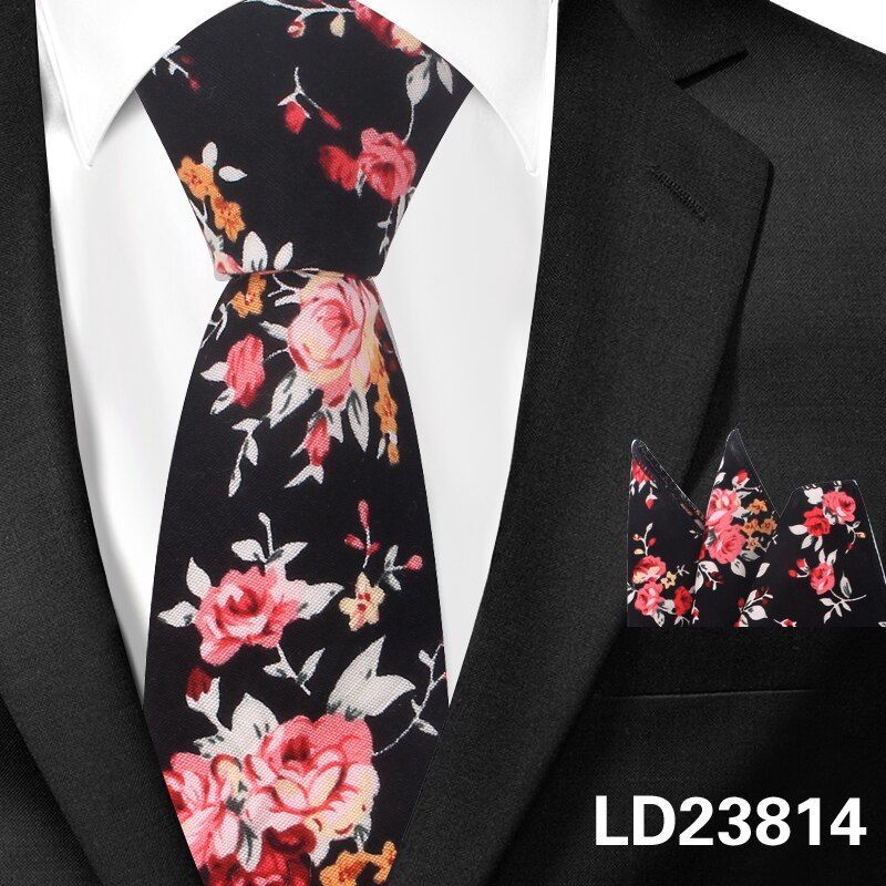 Cravate Paisley classique en coton pour hommes, ensemble Hanky pour hommes, cravates formelles à imprimé Floral pour fête de mariage, cravates de cou de marié: LD23814