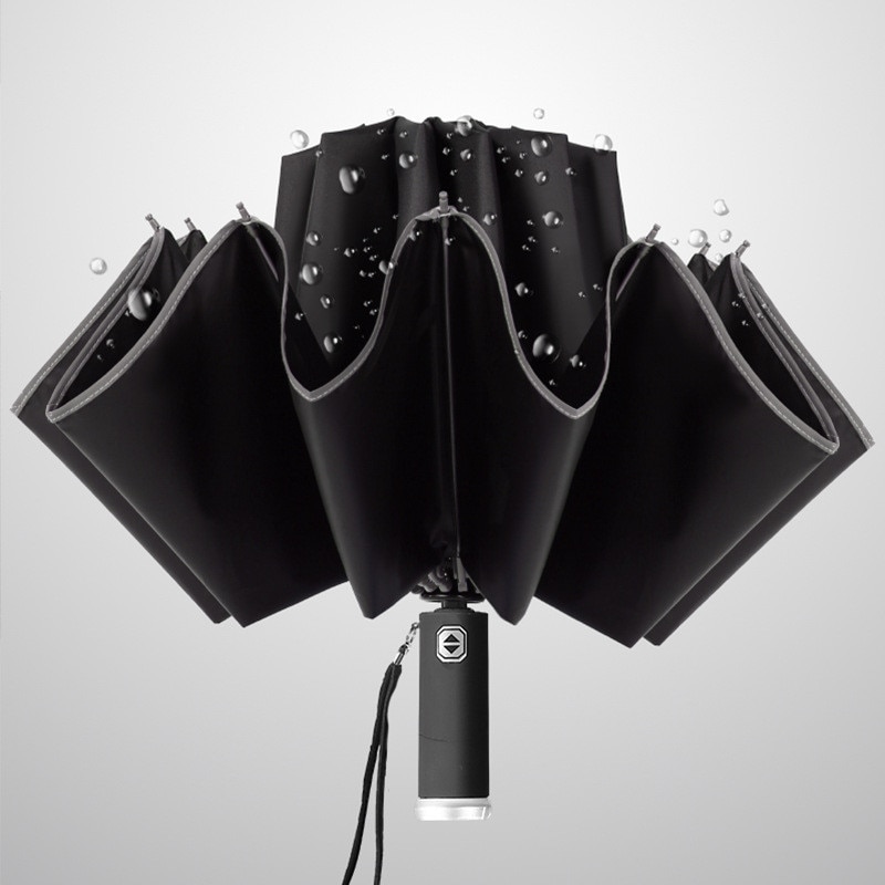 Automatic Reverse Umbrella Women 3 Fold Reflective Strip Umbrella Rain Men Parasol LED Light Windproof Parapluie Rain Gear EB5YS