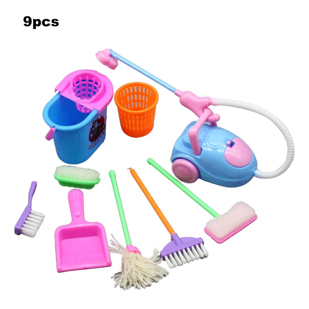 9 Stks/set Poppenhuis Speelgoed Educatief Mini Pretend Play Mop Bezem Speelgoed Cute Kids Schoonmaken Meubilair Gereedschap Kit Huis Schoon Kids speelgoed