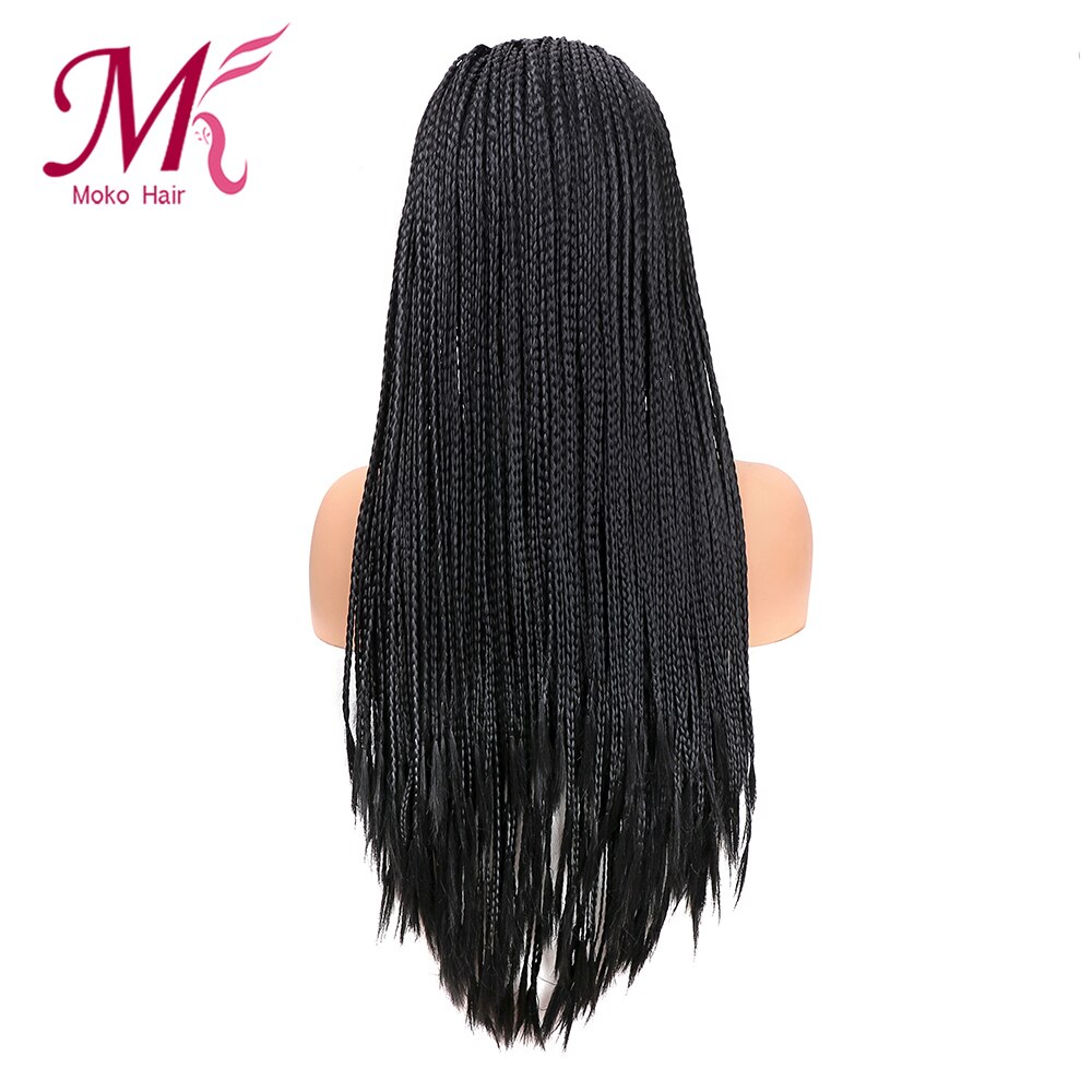 Moko-peluca con malla frontal trenzada sintética para mujer, con cola de caballo de Color Natural, trenza de ganchillo, estilo de