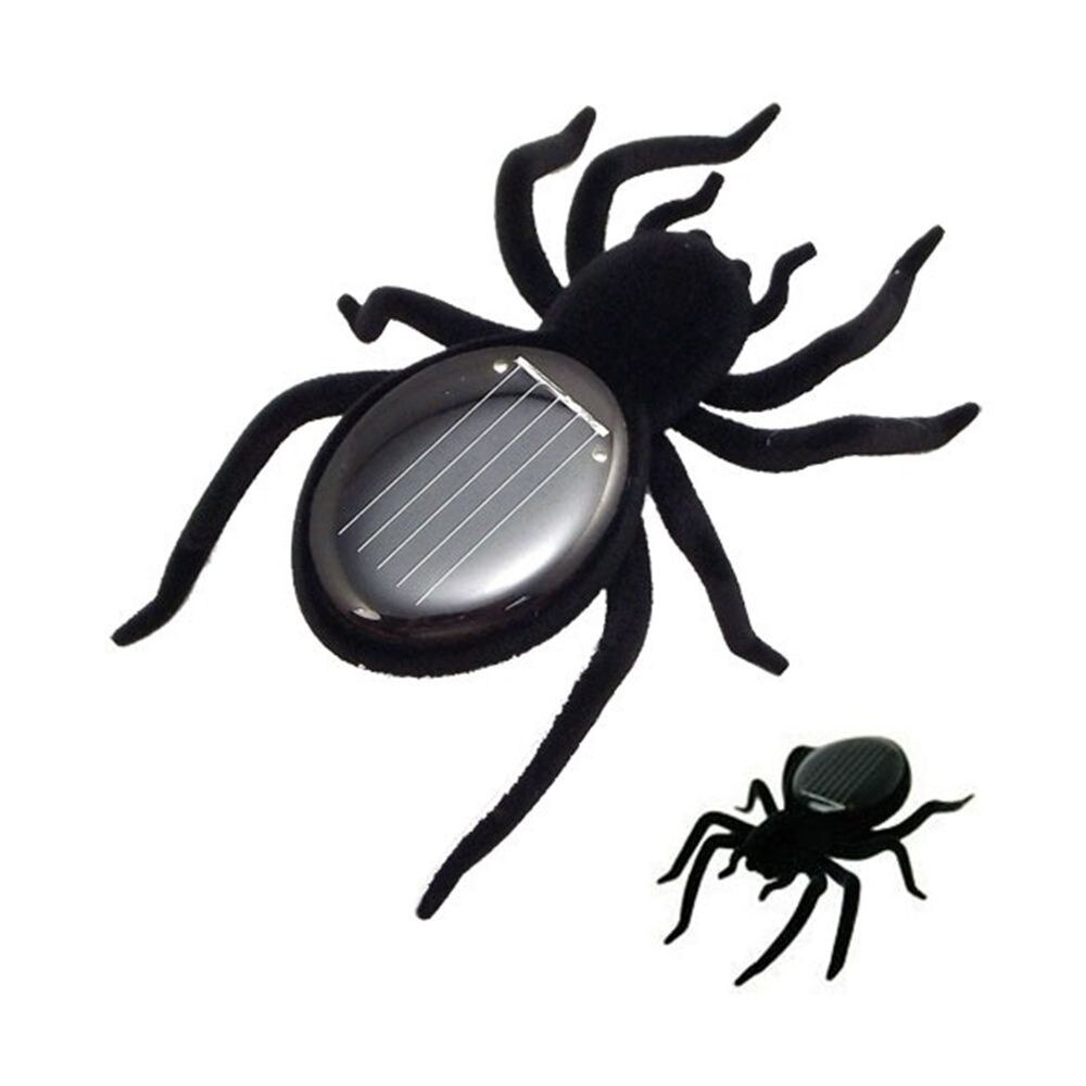 Children Black Durable Mini Spider Tarantula Trick Toy Educational Robot Scary Insect Gadget Solar Power Spider Toy