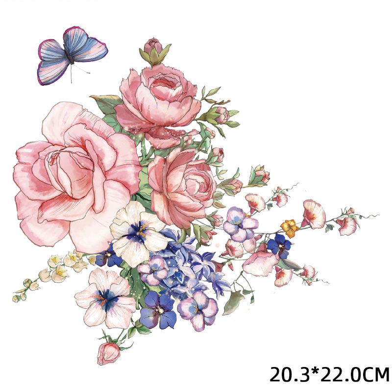 Ijzer Op Transfer Patches Kleurrijke Bloemen Warmte-Afdichting Patch Jongen Meisje Kleding Stickers Streep T-shirt Sticker Diy Applique F: BZT0064